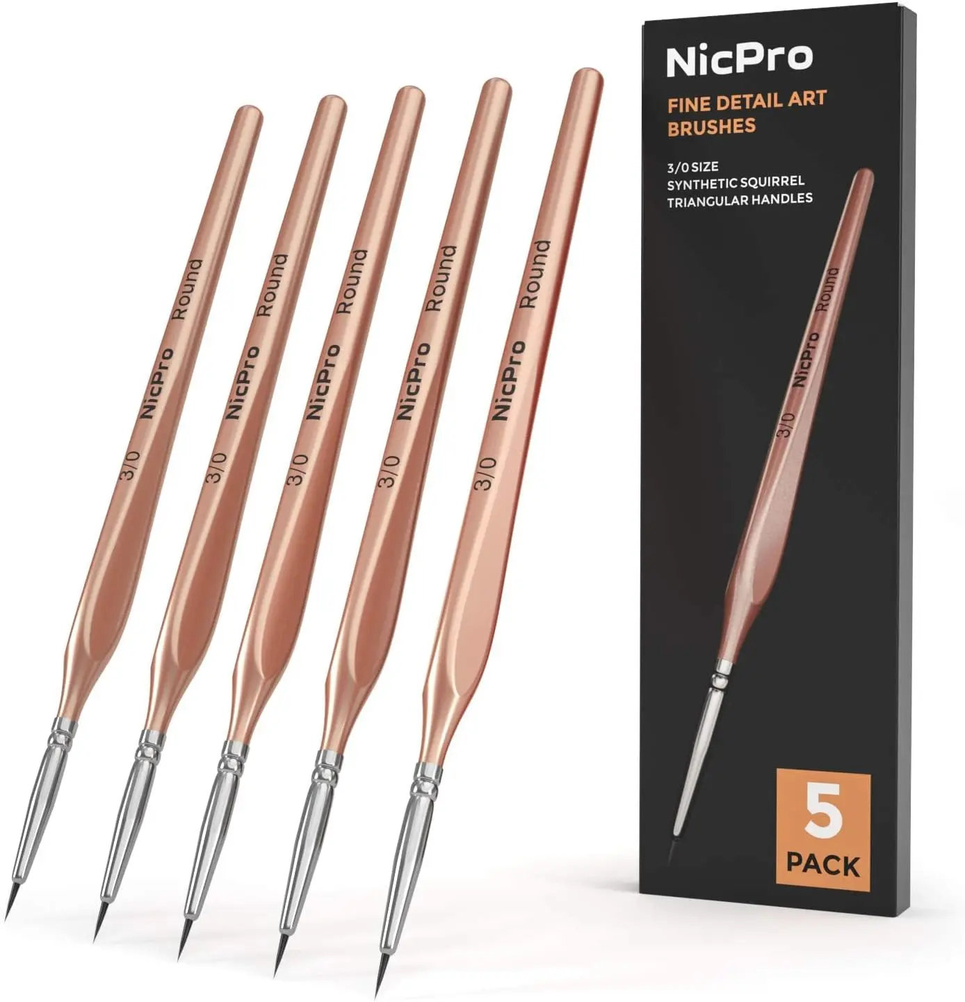 5 PCS Extra Fine Detail Paint Brushes Set - 3/0 Size for Miniature, Watercolor, Acrylic, Oil Painting
5 PCS Extra Fine Detail Paint Brushes Set - 3/0 Size for Miniature, Watercolor, Acrylic, Oil Painting