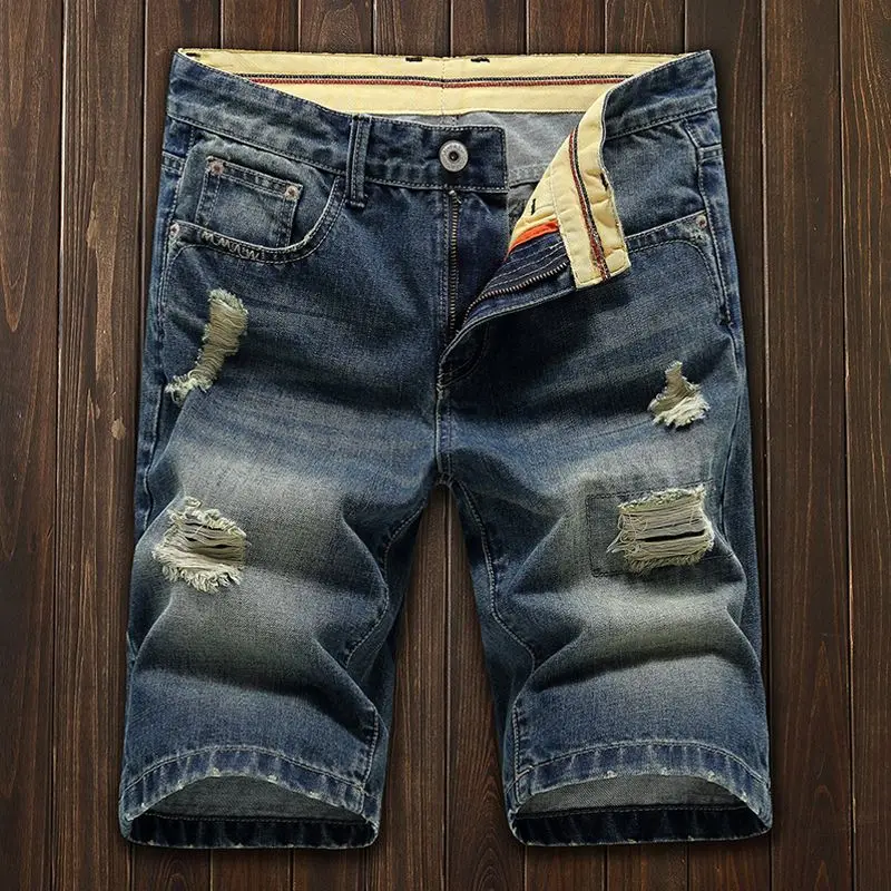 Ripped Denim Shorts Men Straight Summer Retro Trend Korean Version Beggar 5-point Pants Five-point Pants Casual Mid-range Pants
Ripped Denim Shorts Men Straight Summer Retro Trend Korean Version Beggar 5-point Pants Five-point Pants Casual Mid-range Pants