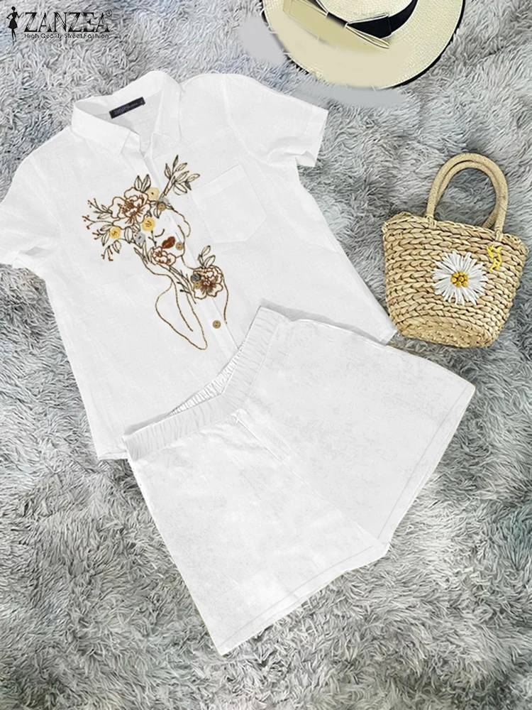 ZANZEA Summer Elegant Short Sleeve Shirt Shorts Suit 2PCS Women Outfits Casual Work Tracksuits Pant Sets Fashion Two Pieces Sets
ZANZEA Summer Elegant Short Sleeve Shirt Shorts Suit 2PCS Women Outfits Casual Work Tracksuits Pant Sets Fashion Two Pieces Sets