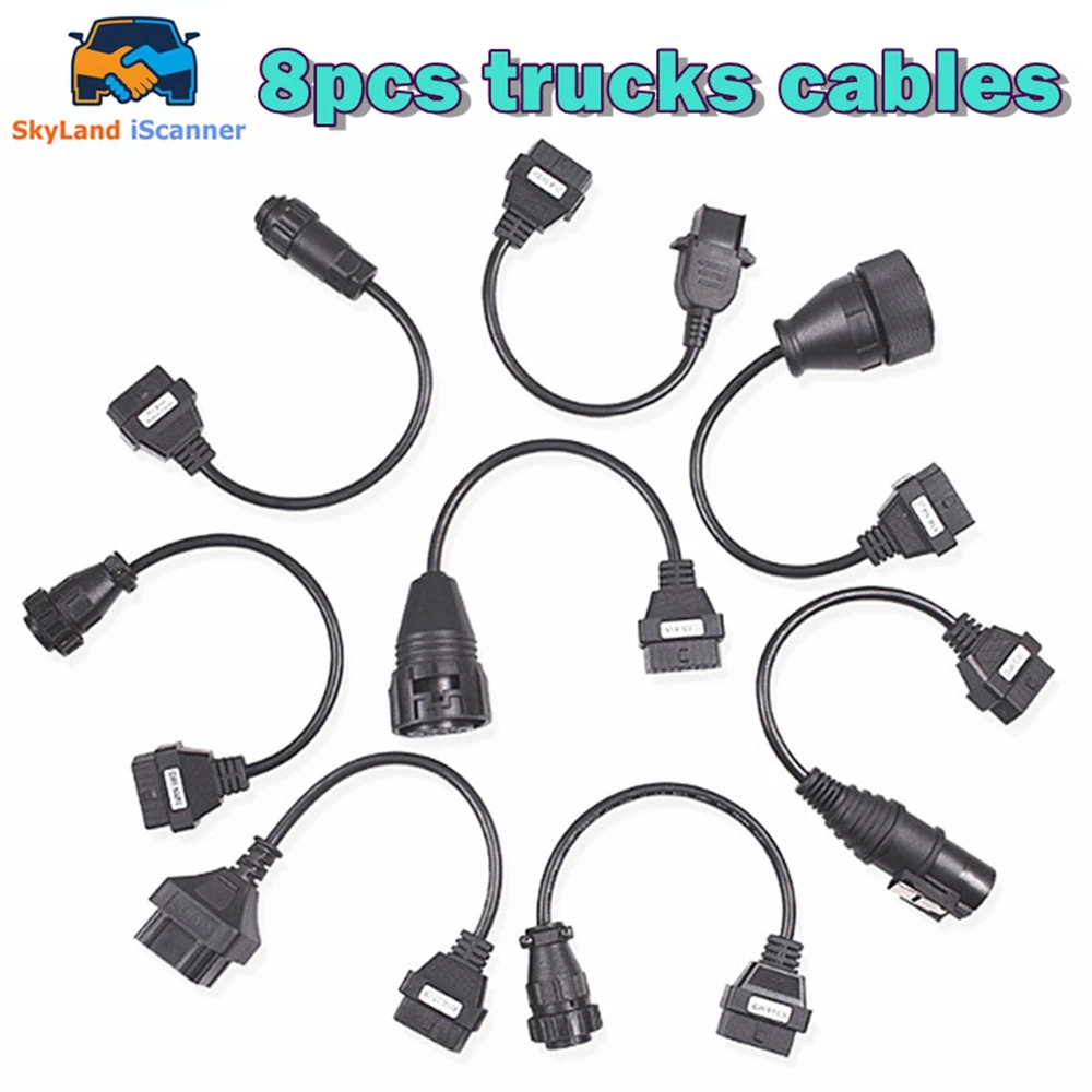 Новый полный набор 8 кабелей для грузовика, автомобильный OBD OBD2, диагностический разъем, 8 шт., комплект автомобильных кабелей, полные контакты, активированные адаптеры для грузовых кабелей
Новый полный набор 8 кабелей для грузовика, автомобильный OBD OBD2, диагностический разъем, 8 шт., комплект автомобильных кабелей, полные контакты, активированные адаптеры для грузовых кабелей