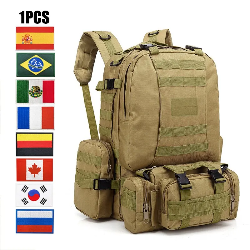 55L Tactical Backpack Large Capacity Rucksack Waterproof Molle Combination Bag Outdoor Travel Trekking Hiking Camping Bag
55L Tactical Backpack Large Capacity Rucksack Waterproof Molle Combination Bag Outdoor Travel Trekking Hiking Camping Bag