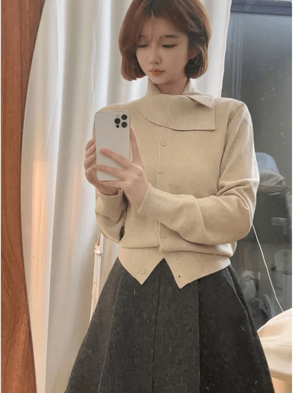 Ele Knitted Open Cardigan Women's ort Irregular Design Long Sve irt Sli Korean Sle Commute Faion Pure Color
Ele Knitted Open Cardigan Women's ort Irregular Design Long Sve irt Sli Korean Sle Commute Faion Pure Color