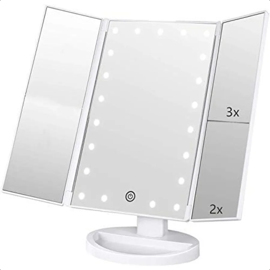 Trifold Lighted Vanity Makeup Mirror with 3x 2x Magnification21 LEDs Light and Touch Screen 180 Degree Free Rotation Countertop
Trifold Lighted Vanity Makeup Mirror with 3x 2x Magnification21 LEDs Light and Touch Screen 180 Degree Free Rotation Countertop