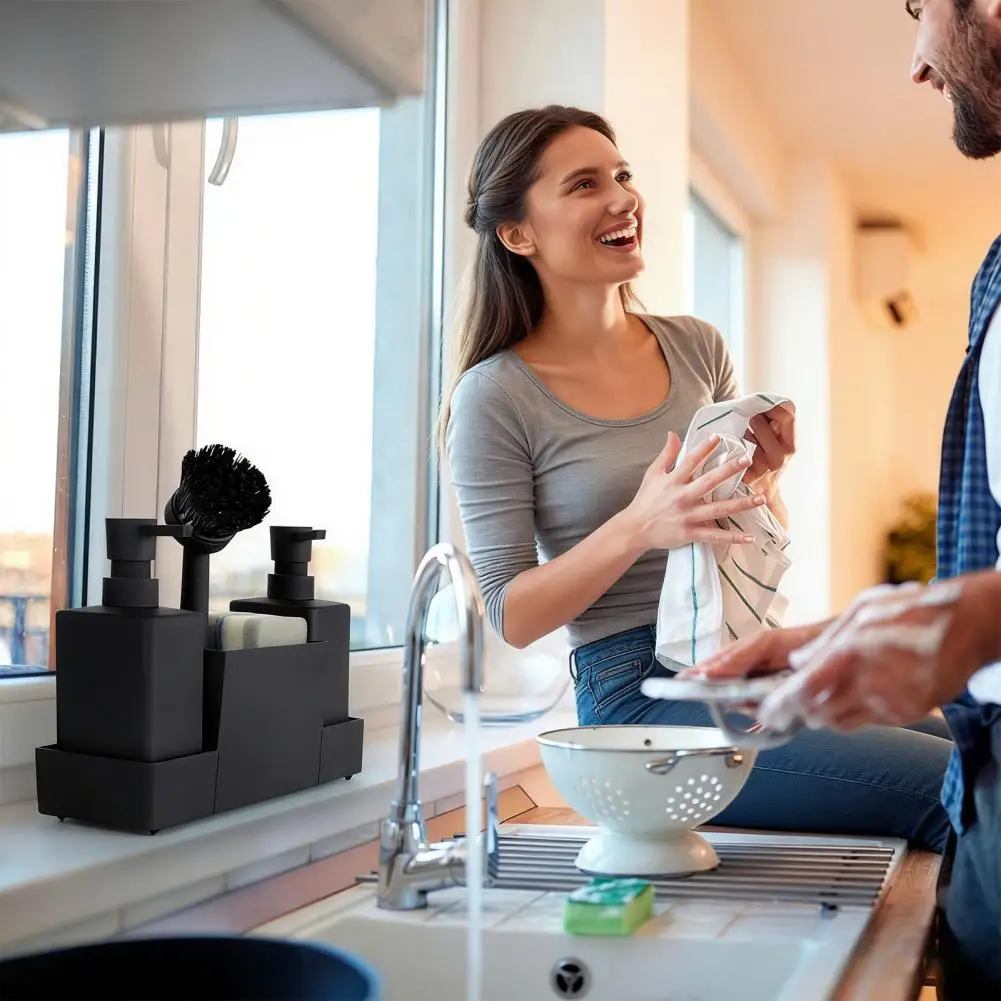 Kitchen Soap Dispenser with Sponge Holder Set for Sink Caddy, Hand Soap and Dish Soap Dispenser with Brush Matte Black
Kitchen Soap Dispenser with Sponge Holder Set for Sink Caddy, Hand Soap and Dish Soap Dispenser with Brush Matte Black