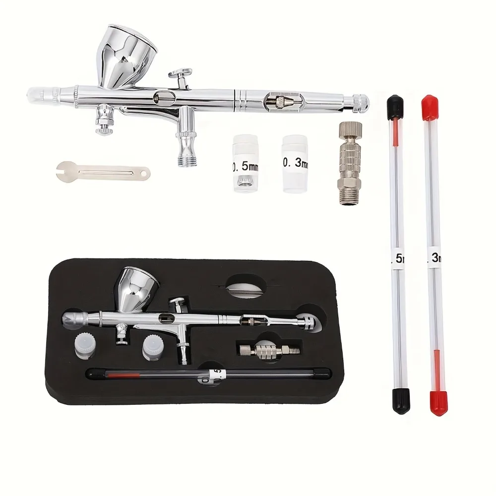 HY180 Dual-Action Gravity Airbrush Kit, 0.2/0.3/0.5mm Nozzles, for Art Painting, Model & Car Paint Repair
HY180 Dual-Action Gravity Airbrush Kit, 0.2/0.3/0.5mm Nozzles, for Art Painting, Model & Car Paint Repair