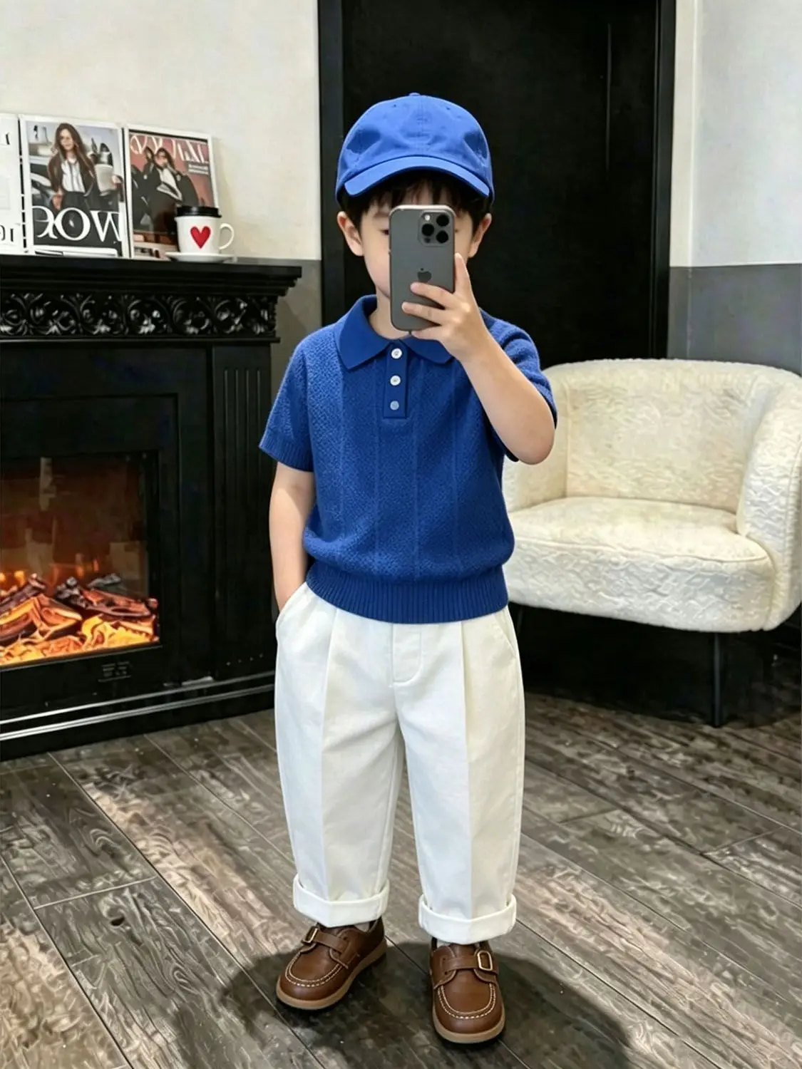 Boys Summer 2pcs Set Blue Hollowed out Polo Collar Short Sleeve Shirt & White Casual Pants Children's Outfit
Boys Summer 2pcs Set Blue Hollowed out Polo Collar Short Sleeve Shirt & White Casual Pants Children's Outfit