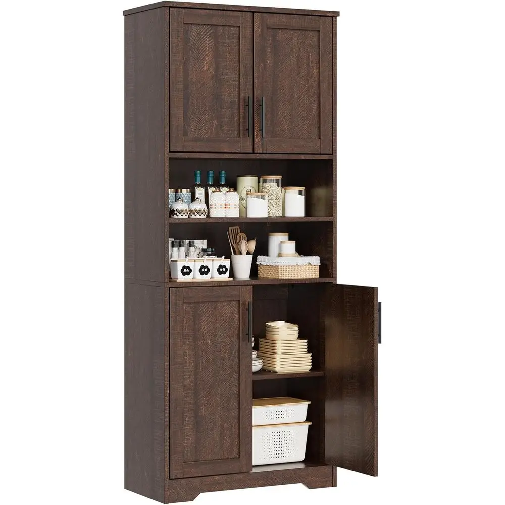 67 Tall Freestanding Bathroom Storage Cabinet with 4 Doors and Adjustable Shelves, Brown
67 Tall Freestanding Bathroom Storage Cabinet with 4 Doors and Adjustable Shelves, Brown