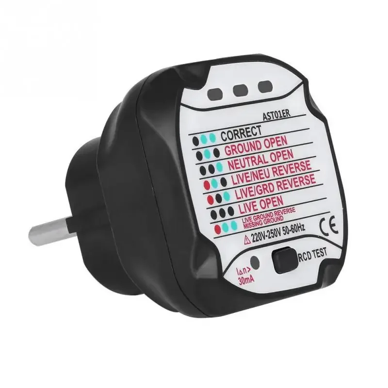 Plug Power Detector Ast01 Ground Line Polarity Test Electric Measuring Appliance Socket Tester
Plug Power Detector Ast01 Ground Line Polarity Test Electric Measuring Appliance Socket Tester