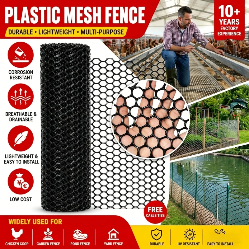 Plastic Mesh Fence Anti-Cat Balcony Net 0.8cm Mesh Cuttable Poultry Breeding Net Garden Netting Fence for Yard Chicken Coop Pond
Plastic Mesh Fence Anti-Cat Balcony Net 0.8cm Mesh Cuttable Poultry Breeding Net Garden Netting Fence for Yard Chicken Coop Pond