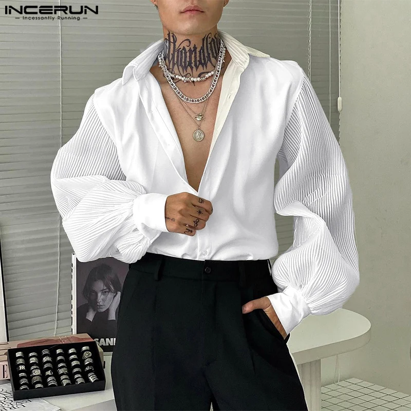 INCERUN Tops 2025 Korean Style Fashion New Men Texture Pit Stripe Shirts Casual Simple Solid Splicing Bubble Long Sleeved Blouse
INCERUN Tops 2025 Korean Style Fashion New Men Texture Pit Stripe Shirts Casual Simple Solid Splicing Bubble Long Sleeved Blouse