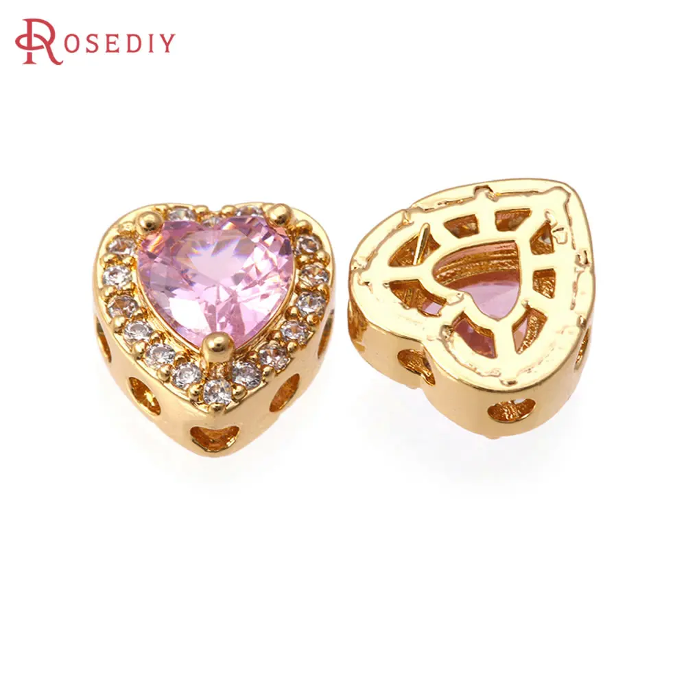 6PCS 18K Gold Color Brass and Zircon Heart Spacer Beads Bracelets Beads High Quality Necklace Jewelry Making Diy Accessories
6PCS 18K Gold Color Brass and Zircon Heart Spacer Beads Bracelets Beads High Quality Necklace Jewelry Making Diy Accessories