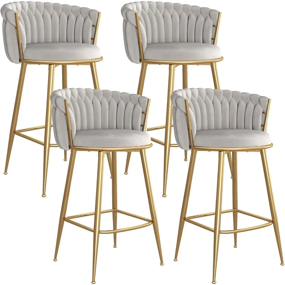 Counter Height Stools Set of 4, Velvet Bar Stools with 27 Inches Upholstered Seat Height, Handmade Woven Back Armrest, Sturdy Go
Counter Height Stools Set of 4, Velvet Bar Stools with 27 Inches Upholstered Seat Height, Handmade Woven Back Armrest, Sturdy Go