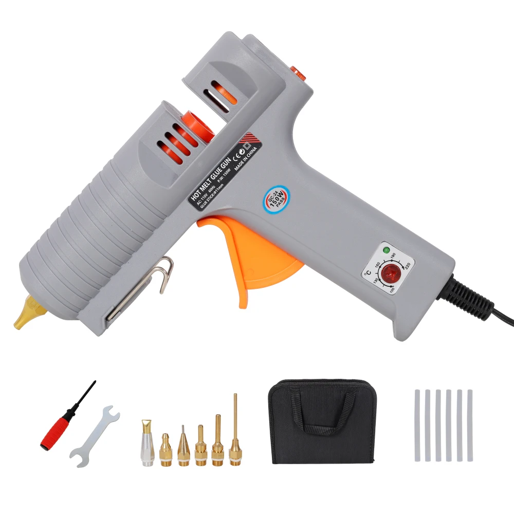 150W Hot Glue Gun, Temperature Adjustable Professional Glue Gun with 6 Copper Nozzles, DIY Craft Repair Thermo Tool 6Pcs Sticks
150W Hot Glue Gun, Temperature Adjustable Professional Glue Gun with 6 Copper Nozzles, DIY Craft Repair Thermo Tool 6Pcs Sticks