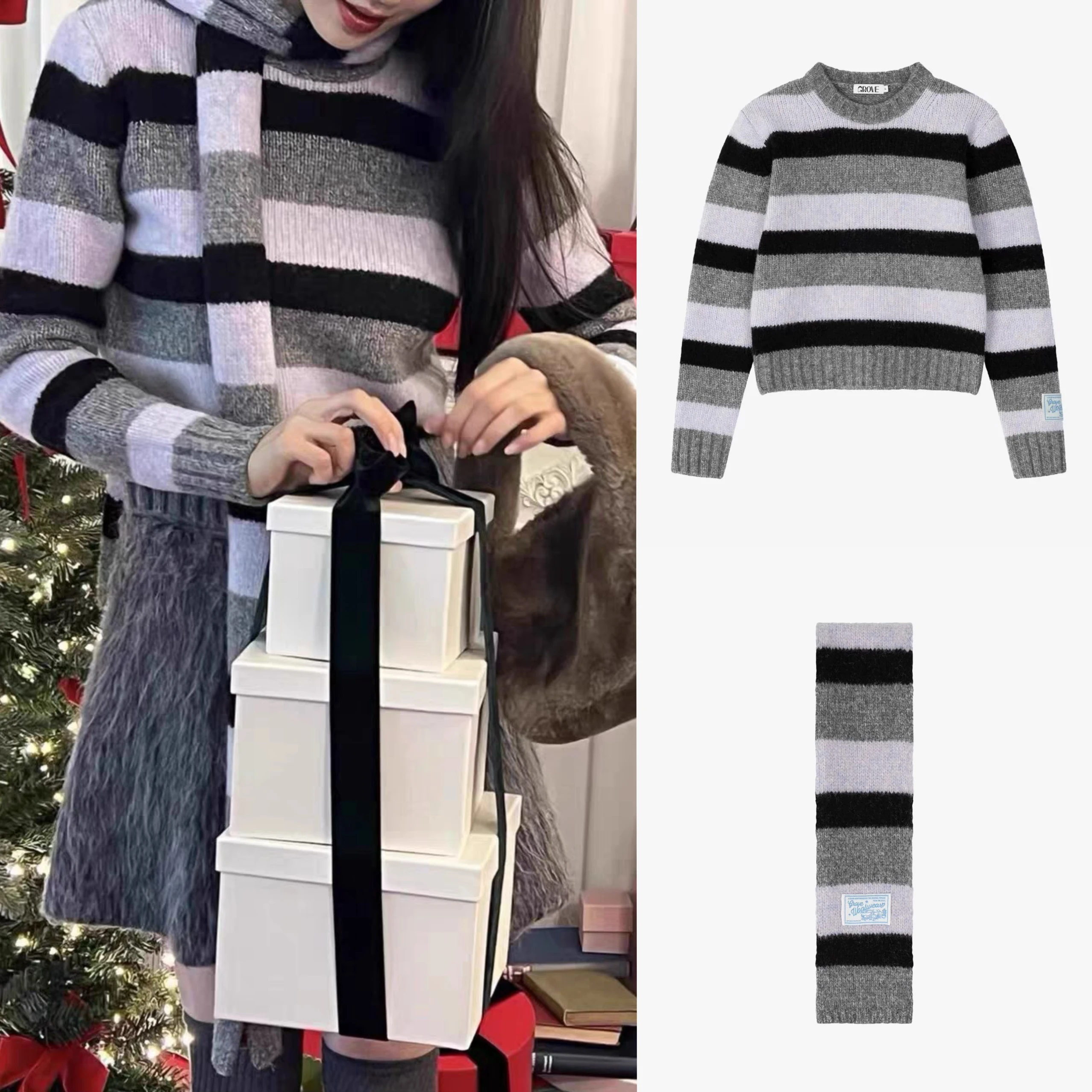 Casual Stripe Color Blo round Ne Wool Knitted Sweater Scarf Set Vintage Lazy Sle Knittedwear Polyester Rayon Other Fibers
Casual Stripe Color Blo round Ne Wool Knitted Sweater Scarf Set Vintage Lazy Sle Knittedwear Polyester Rayon Other Fibers