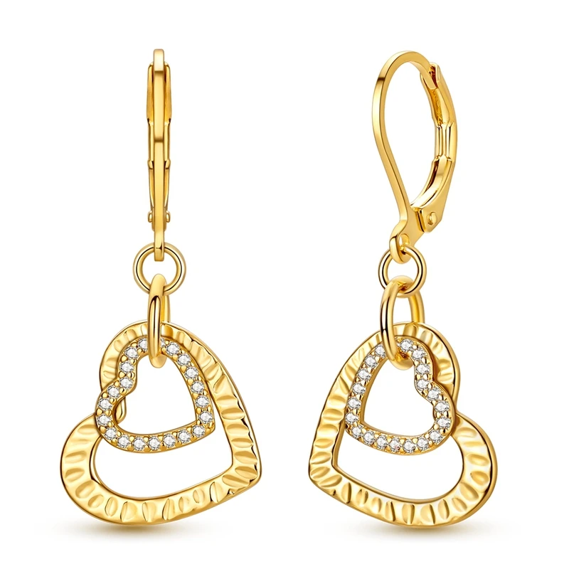 925 Sterling Silver Earrings Women Zircon Golden Multi-Layered Heart Texture Drop Earring For Anniversary Wedding Jewelry Gifts
925 Sterling Silver Earrings Women Zircon Golden Multi-Layered Heart Texture Drop Earring For Anniversary Wedding Jewelry Gifts