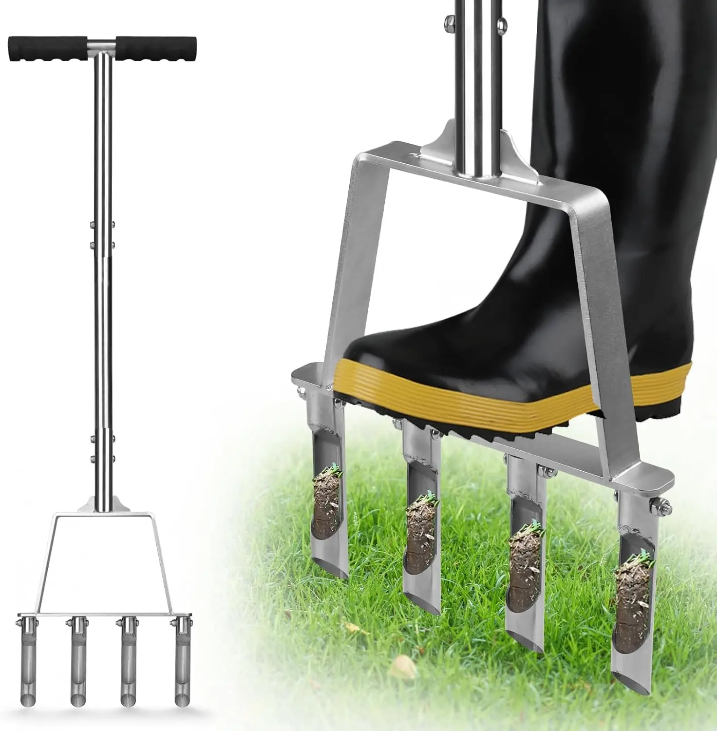 Lawn Core Aerator 4 Hollow Tines Heavy Duty Steel Manual Plug Aerator for Efficient Aeration
Lawn Core Aerator 4 Hollow Tines Heavy Duty Steel Manual Plug Aerator for Efficient Aeration