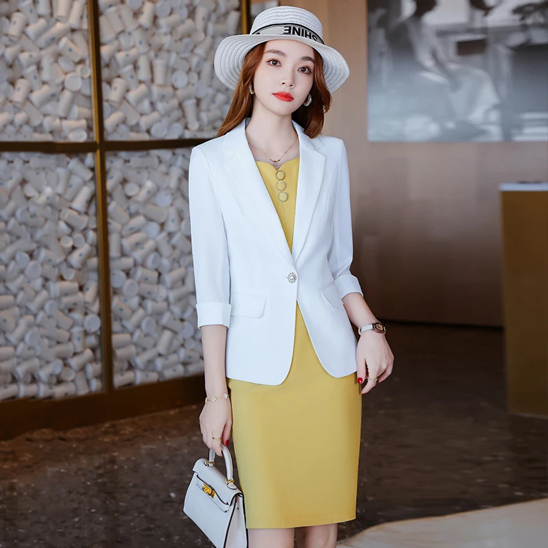 Formal Women Business Work Wear Suits with Tops and Dress Fashion Elegant Styles Ladies Office Work Wear Professional Blazer Set
Formal Women Business Work Wear Suits with Tops and Dress Fashion Elegant Styles Ladies Office Work Wear Professional Blazer Set