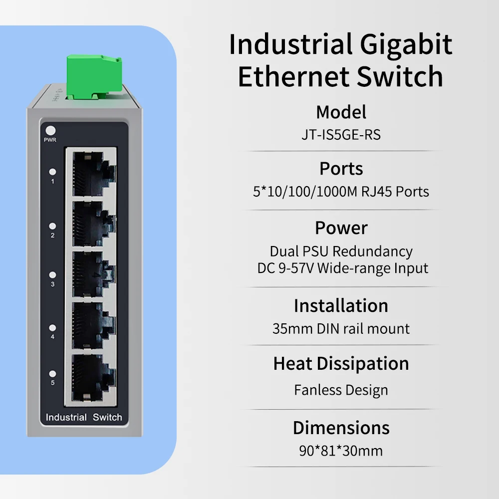5 RJ45 Ports 1.25G Industrial Ethernet Switch 1000BASE-T Network Switch Plug and Play Hub Internet Splitter Fanless
5 RJ45 Ports 1.25G Industrial Ethernet Switch 1000BASE-T Network Switch Plug and Play Hub Internet Splitter Fanless