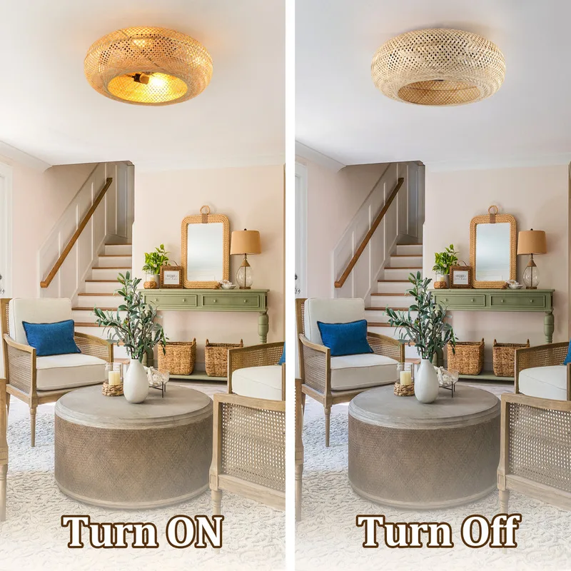 19 Inch Rattan Ceiling Fan With 4 Bulbs Dimmable Remote Control 7 Blades Reversible DC Motor For Living Bedroom
19 Inch Rattan Ceiling Fan With 4 Bulbs Dimmable Remote Control 7 Blades Reversible DC Motor For Living Bedroom