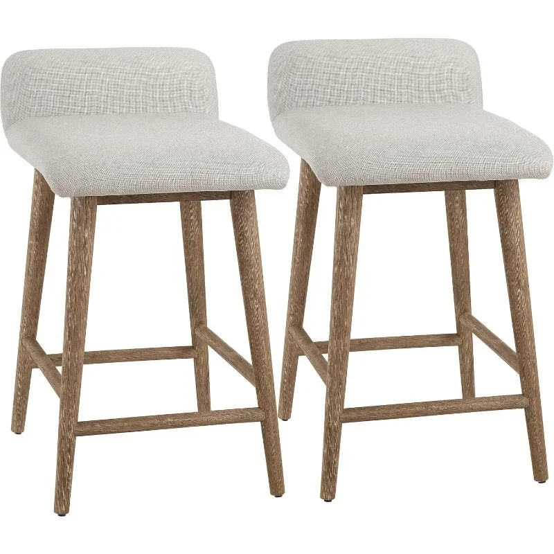 Upholstered Counter Height Bar Stools 24 inch Low Back Wooden Stools Set of 2, Linen
Upholstered Counter Height Bar Stools 24 inch Low Back Wooden Stools Set of 2, Linen