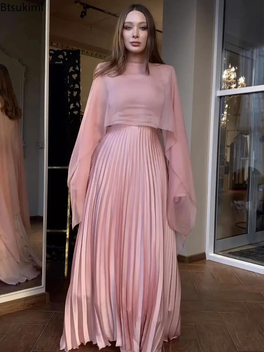 Autumn New Pleated Temperament Maxi Dress for Women Muslim Fashion Abayas Vestidos High Waist Long sleeve Slim Dress with Shawl
Autumn New Pleated Temperament Maxi Dress for Women Muslim Fashion Abayas Vestidos High Waist Long sleeve Slim Dress with Shawl