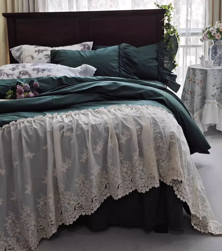 French pastoral floral bed sets,full queen king vintage ruffled lace green cotton home textile bedspread pillow case duvet cover
French pastoral floral bed sets,full queen king vintage ruffled lace green cotton home textile bedspread pillow case duvet cover