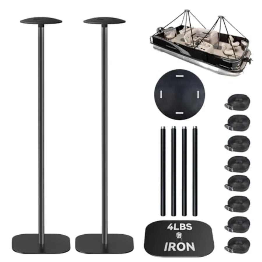 Boat Cover Support Poles 2 Pack, 4 LB Weighted Iron Base, 4 Adjustable Heights, Heavy Duty Solid Iron Poles, 8 Straps, for Pont
Boat Cover Support Poles 2 Pack, 4 LB Weighted Iron Base, 4 Adjustable Heights, Heavy Duty Solid Iron Poles, 8 Straps, for Pont