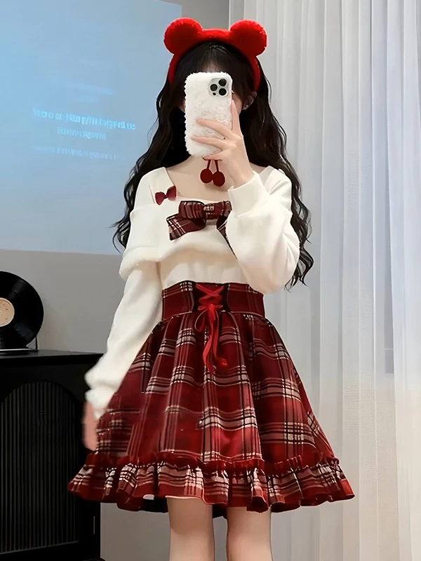 Red Plaid Long Sve Dr Women's Autumn New Sle Waist Cinched ort Skirt Korean Sle A-Line Dr Cisas Outfit
Red Plaid Long Sve Dr Women's Autumn New Sle Waist Cinched ort Skirt Korean Sle A-Line Dr Cisas Outfit