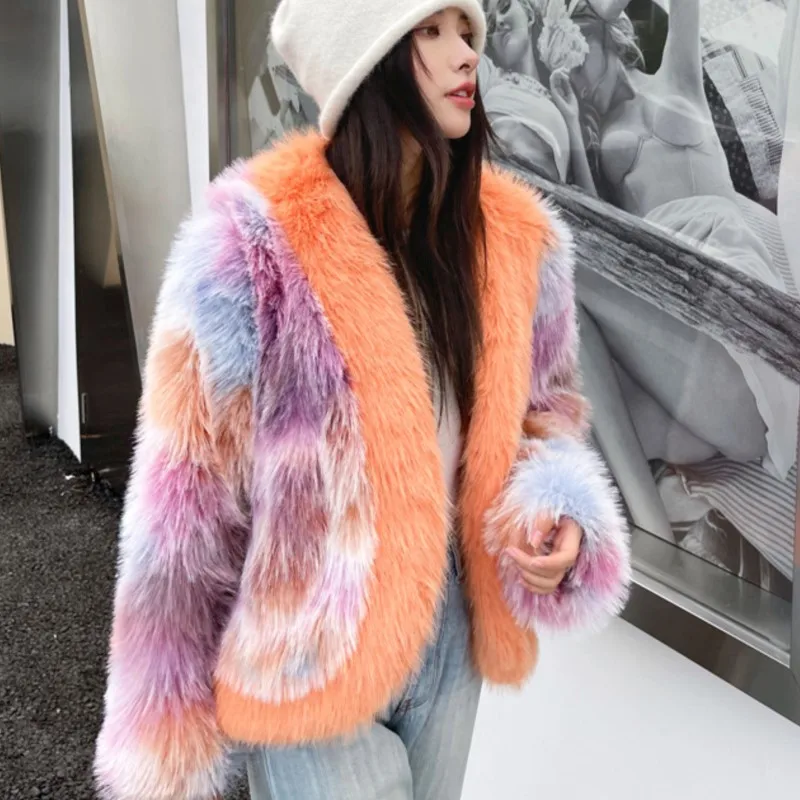 Fashion Colorful Fur Coat Women 2023 Fall Winter Thick Warm Streetwear Tie Dye Printed Faux Fur Jacket Furry Cardigan Outerwear
Fashion Colorful Fur Coat Women 2023 Fall Winter Thick Warm Streetwear Tie Dye Printed Faux Fur Jacket Furry Cardigan Outerwear