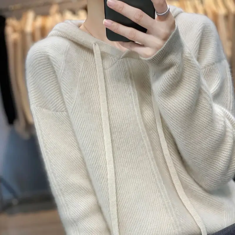 Wool Hooded Women Sweater 2023 Autumn Winter New Fashion Pullover Hoodies Casual Loose Elegant Female Knitted Sweatshirt
Wool Hooded Women Sweater 2023 Autumn Winter New Fashion Pullover Hoodies Casual Loose Elegant Female Knitted Sweatshirt