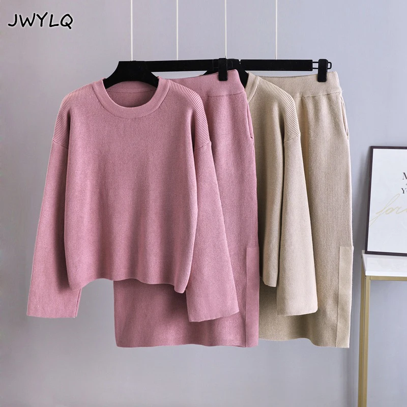 Solid Color Basic O-neck Long Sleeves Thick Warm Pullover Sweater Women+elastic Waist Pocket Side Slit Knitted Skirt 2 Piece Set
Solid Color Basic O-neck Long Sleeves Thick Warm Pullover Sweater Women+elastic Waist Pocket Side Slit Knitted Skirt 2 Piece Set