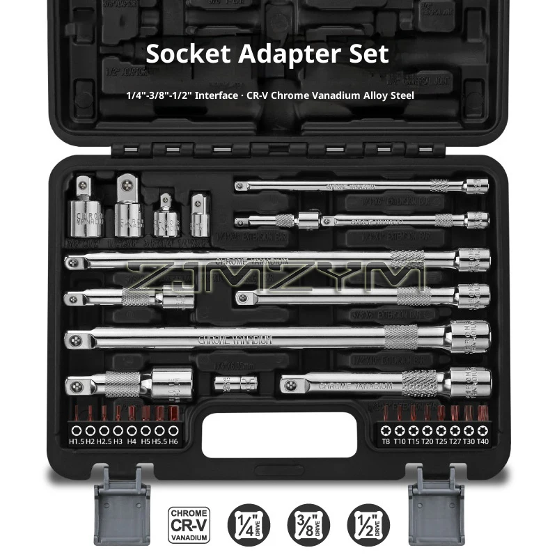 14/41pcs Impact Extension Set Impact Socket Adapter Set 1/4" 3/8” 1/2”Drive Extensions and Socket Adapters
14/41pcs Impact Extension Set Impact Socket Adapter Set 1/4" 3/8” 1/2”Drive Extensions and Socket Adapters