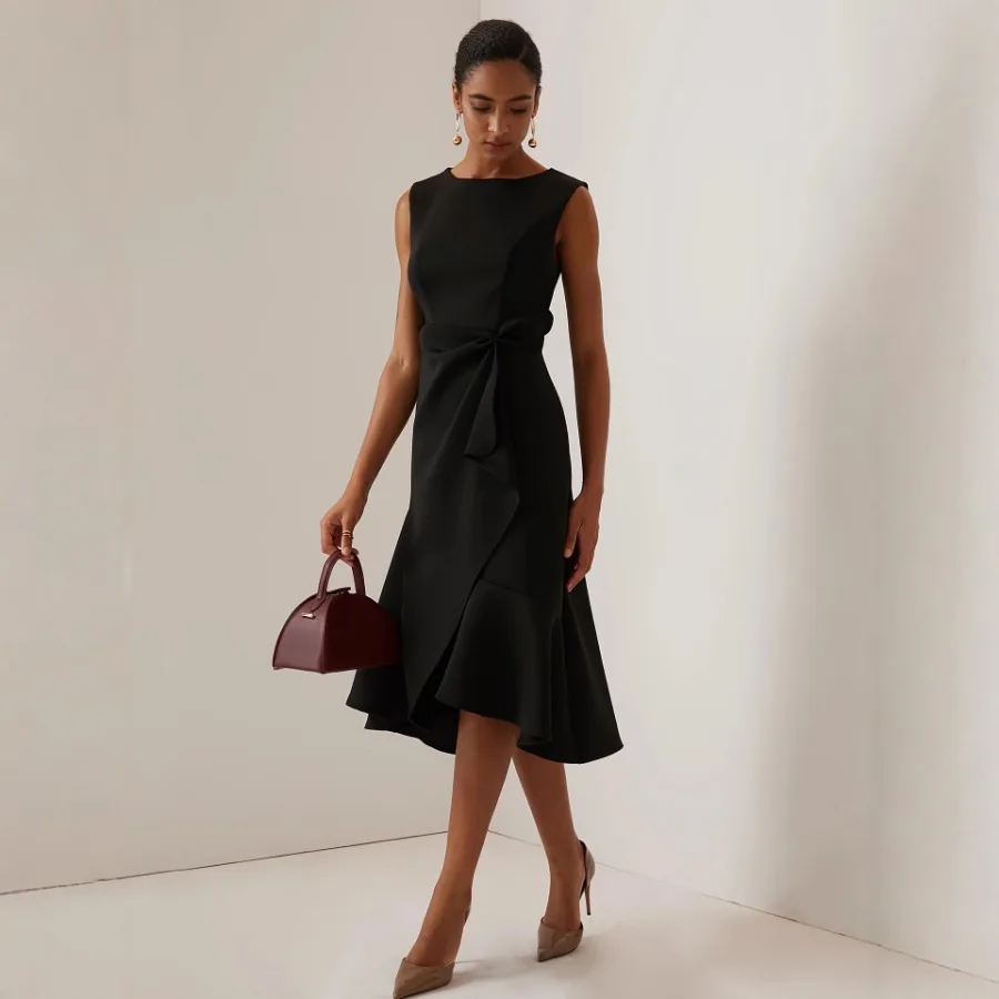 【New style】Fashionable and elegant boat collar dress with ruffled hem, solid color medium and long dress, spring and summer dre
【New style】Fashionable and elegant boat collar dress with ruffled hem, solid color medium and long dress, spring and summer dre