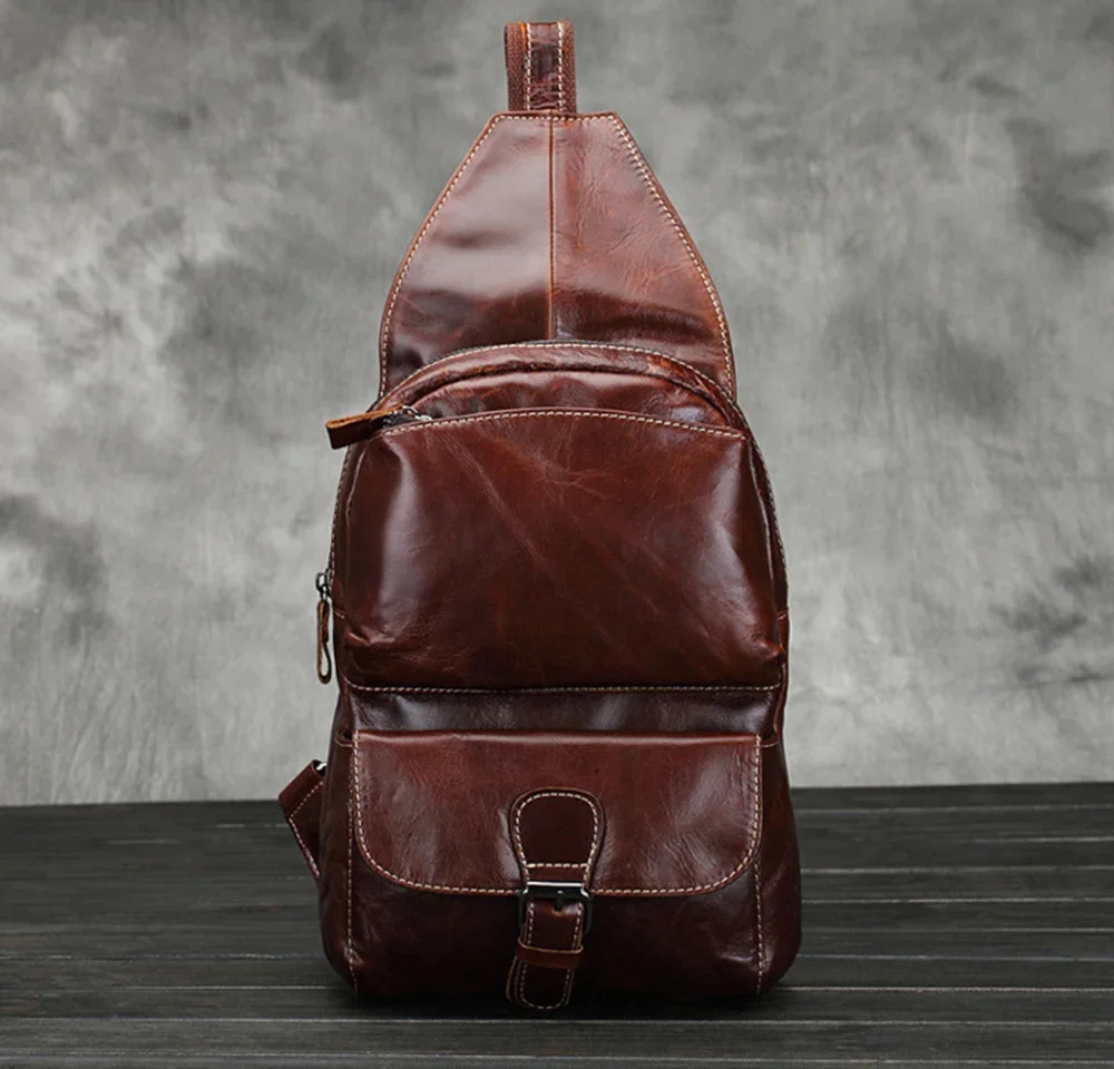 Men Oil Wax Genuine Leaher Chest Shoulder Bag Belt Buckle Travel Vintage High Capacity Cowhide Sling Rucksack Backpack
Men Oil Wax Genuine Leaher Chest Shoulder Bag Belt Buckle Travel Vintage High Capacity Cowhide Sling Rucksack Backpack
