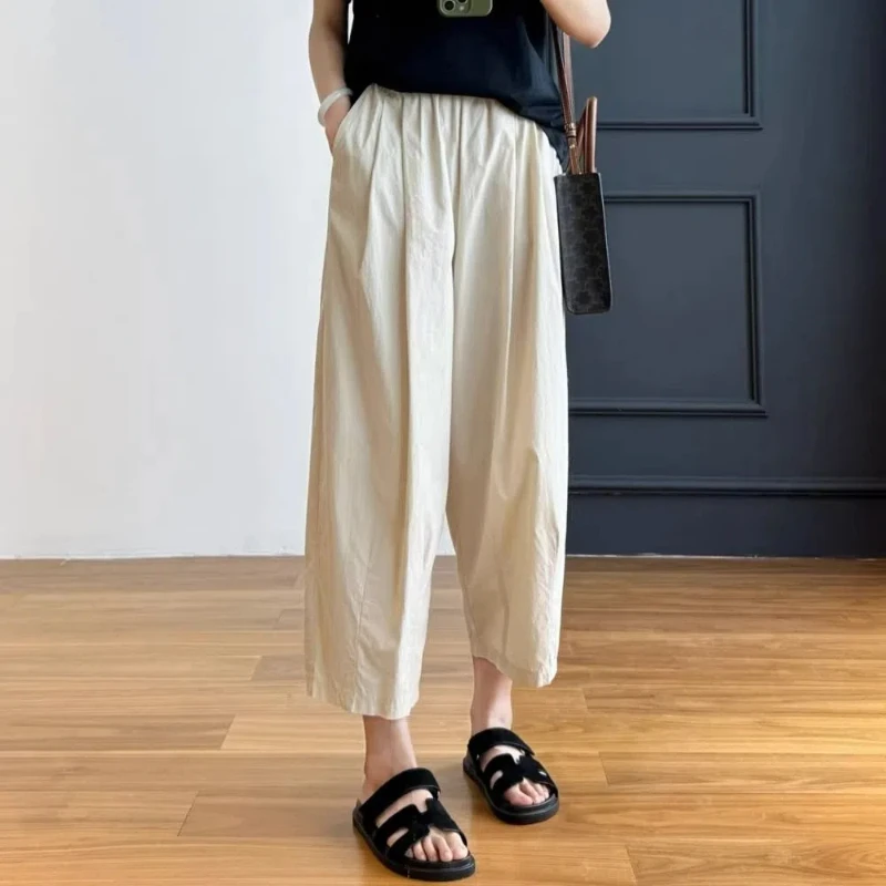 Simple Style Pure Cotton Casual Pants for Women in Summer Japanese Loose Versatile Elastic Waist Nine-point Carrot Pants Trendy
Simple Style Pure Cotton Casual Pants for Women in Summer Japanese Loose Versatile Elastic Waist Nine-point Carrot Pants Trendy