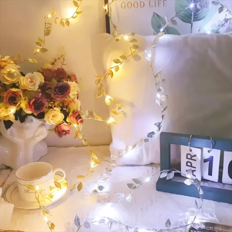 20/50/100LEDs Golden Silver Tiny Leaves Fairy Light Battery Powerd Artificial Plant Garland Vine Lights for Wedding Home Party
20/50/100LEDs Golden Silver Tiny Leaves Fairy Light Battery Powerd Artificial Plant Garland Vine Lights for Wedding Home Party