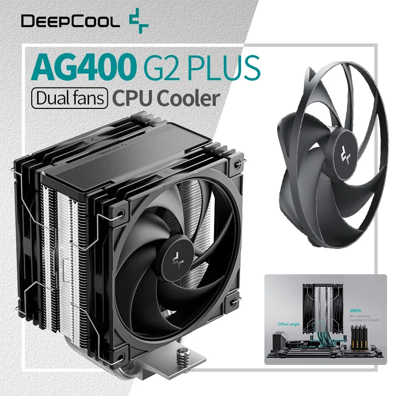 DeepCool AG400 G2 Plus Dual fans 4 Heat Pipes CPU Air-Cooling Radiator Desktop Cooling Fan For Intel LGA1851 1700 AMD AM4 AM5
DeepCool AG400 G2 Plus Dual fans 4 Heat Pipes CPU Air-Cooling Radiator Desktop Cooling Fan For Intel LGA1851 1700 AMD AM4 AM5