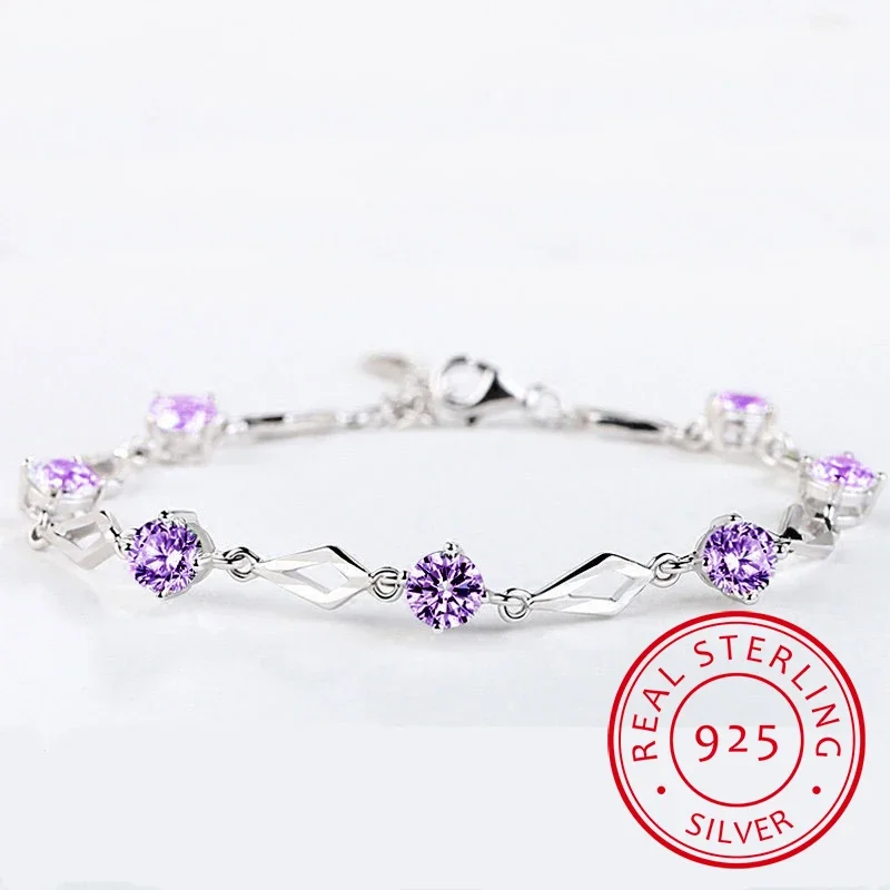Elegant Purple CZ Bracelet – Silver Plated with Round & Square Amethyst Zircon, Geometric Link Design, Dainty Jewelry for Women
Elegant Purple CZ Bracelet – Silver Plated with Round & Square Amethyst Zircon, Geometric Link Design, Dainty Jewelry for Women