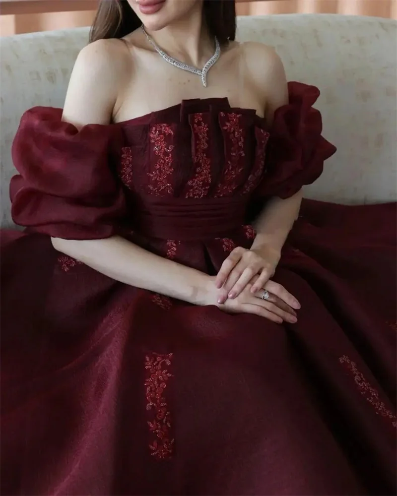 Noble Deep Red Al-Line Off The Shoulder Prom Dress Ankle Length With Short Sleeves Evening Summer Party Dress For Women2023
Noble Deep Red Al-Line Off The Shoulder Prom Dress Ankle Length With Short Sleeves Evening Summer Party Dress For Women2023