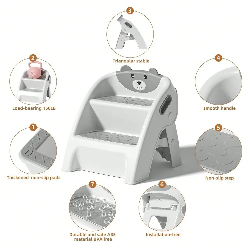 Step Stool, Foldable 2Step Kids Stool With NonSlip Design And Handle, Multipurpose Step Stool For Bathroom Sink, Kitchen, Bedro
Step Stool, Foldable 2Step Kids Stool With NonSlip Design And Handle, Multipurpose Step Stool For Bathroom Sink, Kitchen, Bedro