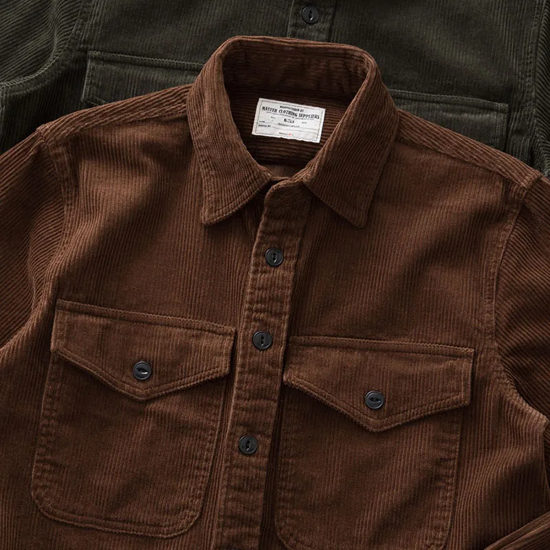 American Retro Corduroy Long Sleeve Shirt Men's Double Pocket Workwear Cotton Outerwear Jacket Youth Fashion Autumn Season
American Retro Corduroy Long Sleeve Shirt Men's Double Pocket Workwear Cotton Outerwear Jacket Youth Fashion Autumn Season