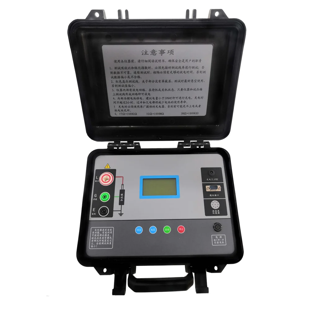 Output Voltage 5000v and Short Circuit Current 5mA Insulation Resistance Tester with RS232 Serial Port
Output Voltage 5000v and Short Circuit Current 5mA Insulation Resistance Tester with RS232 Serial Port