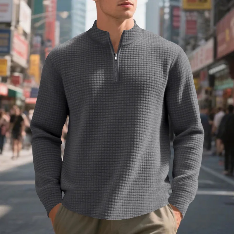 2026 Spring and Autumn Jacquard Small Checked Stand-up Collar Half Zipper Long Sleeve Sweater Casual Sweater Men's
2026 Spring and Autumn Jacquard Small Checked Stand-up Collar Half Zipper Long Sleeve Sweater Casual Sweater Men's