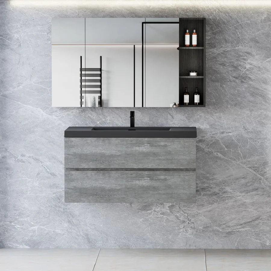 42 Floating Bathroom Vanity with Sink Modern WallMounted Bathroom Storage Vanity Cabinet with Black Quartz Sand Top Basin and S
42 Floating Bathroom Vanity with Sink Modern WallMounted Bathroom Storage Vanity Cabinet with Black Quartz Sand Top Basin and S