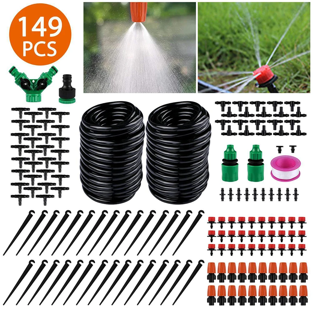 149Pcs Garden Irrigation System Drip Watering 15m Plant Watering Kit Saving System Adjustable Nozzle Drippers Greenhouse Patio
149Pcs Garden Irrigation System Drip Watering 15m Plant Watering Kit Saving System Adjustable Nozzle Drippers Greenhouse Patio