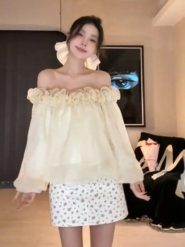 Gentle Wind oulder Bared Long Sve irt Women Summer Loose Slimming Casual Loose Fit Floral Top Ci Walk Suitable
Gentle Wind oulder Bared Long Sve irt Women Summer Loose Slimming Casual Loose Fit Floral Top Ci Walk Suitable