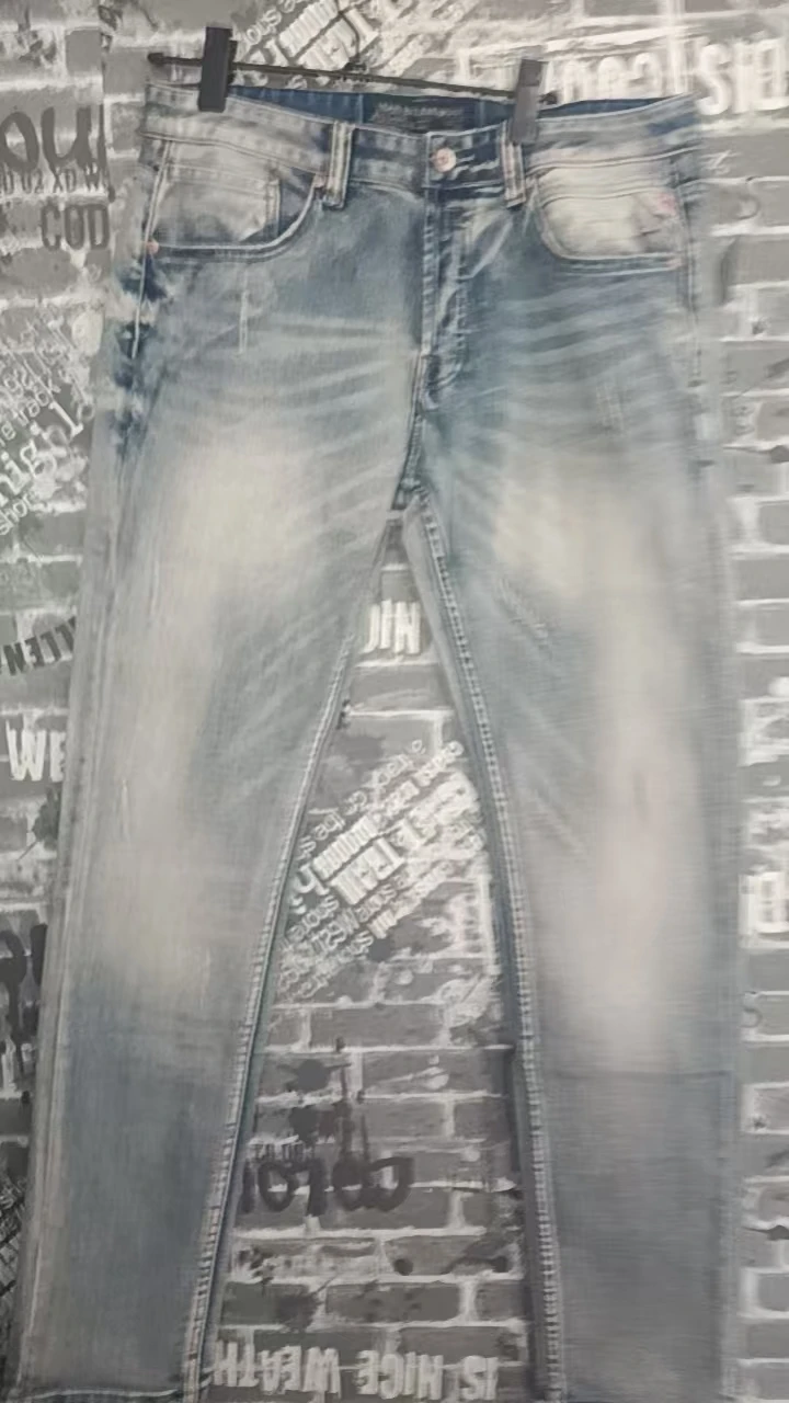 European and American fashion new men's jeans retro washed elastic slim fit light blue jeans designer embroidered pencil pants Y
European and American fashion new men's jeans retro washed elastic slim fit light blue jeans designer embroidered pencil pants Y