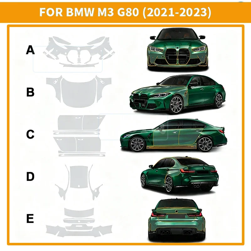 For BMW M3 G80 2021 2022 2023 Paint Protection Film Car Anti-Scratch Body Sticker Original Pre Cut PPF TPU Transparent
For BMW M3 G80 2021 2022 2023 Paint Protection Film Car Anti-Scratch Body Sticker Original Pre Cut PPF TPU Transparent