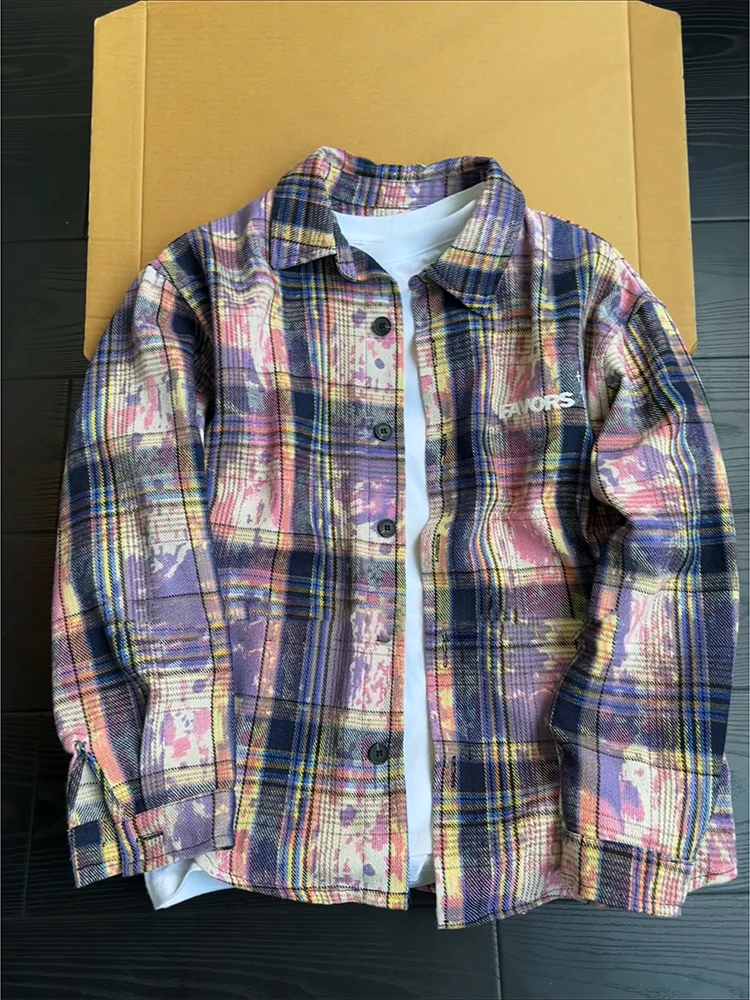 Свободный крой Tie Dye Plaid Long Sve irt Мужская повседневная осенняя одежда для пар Чистая посадка на пуговицах Верхняя одежда
Свободный крой Tie Dye Plaid Long Sve irt Мужская повседневная осенняя одежда для пар Чистая посадка на пуговицах Верхняя одежда