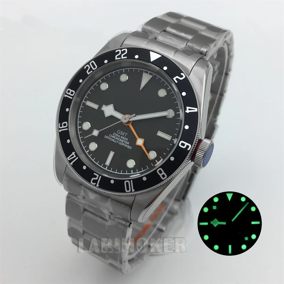 Custom logo 41mm NH34 movement men's mechanical automatic watch 10Bar water-resistant sapphire crystal GMT and luminous function
Custom logo 41mm NH34 movement men's mechanical automatic watch 10Bar water-resistant sapphire crystal GMT and luminous function